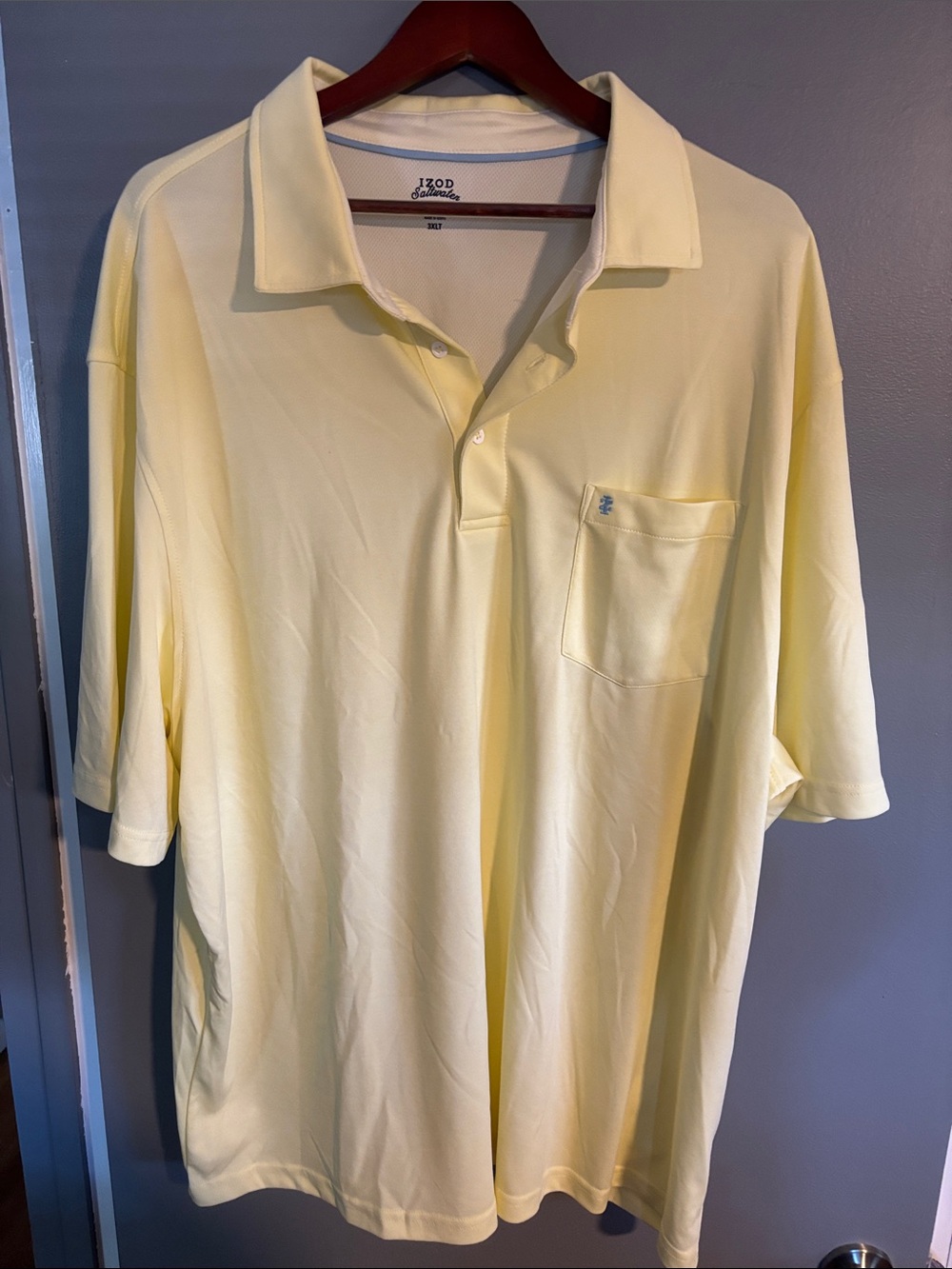 Izod Men's Light Yellow Short-Sleeve Polo with Pocket